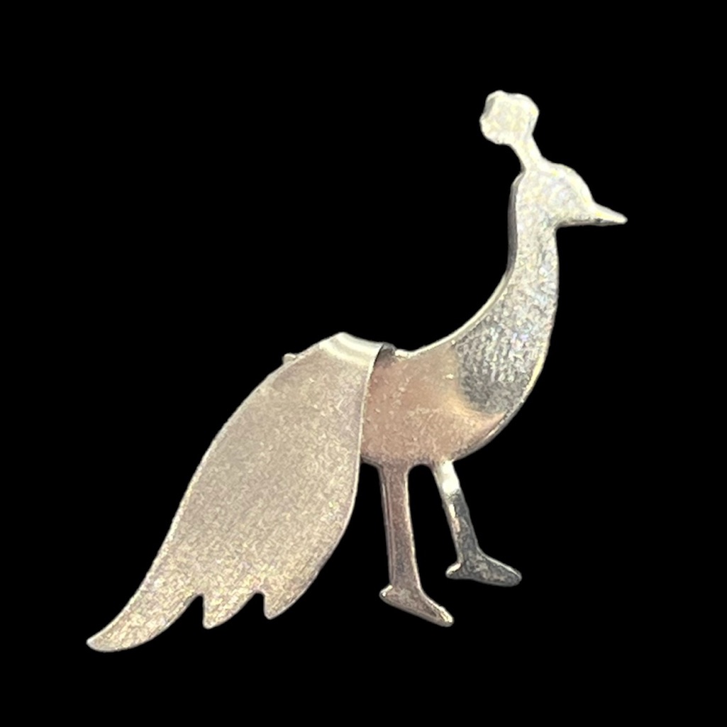 Lang Sterling Silver Signed Peacock Bird Brooch Pin Vintage